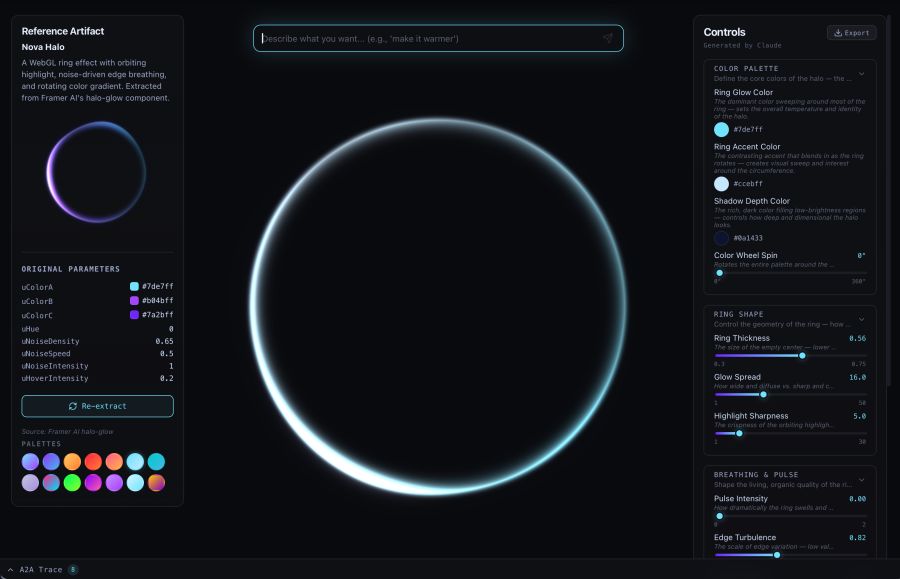 Generative Remix showing a halo and AI-generated controls